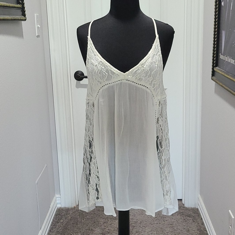 Kimchi Blue Lace sheer boho tank cami top L
